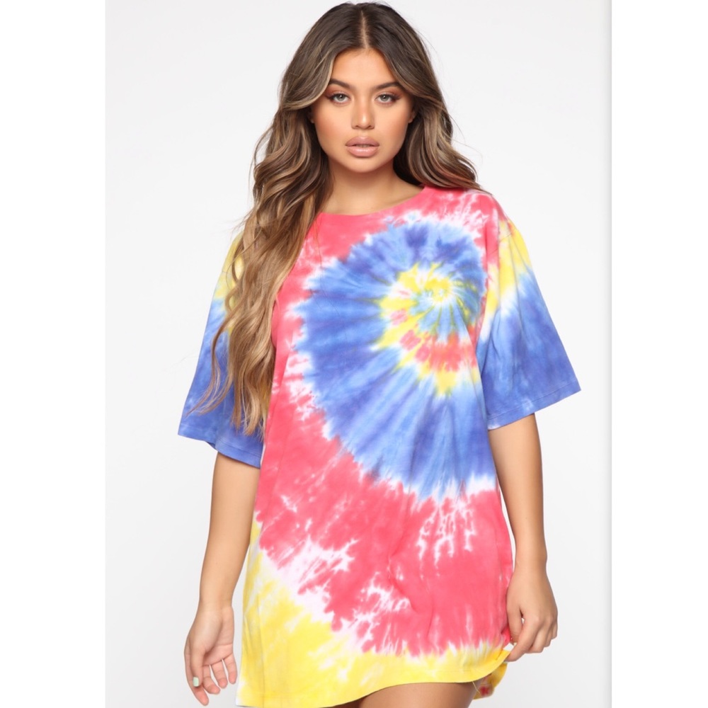 NWT Fashion Nova Tie-Dye Shirt Dress